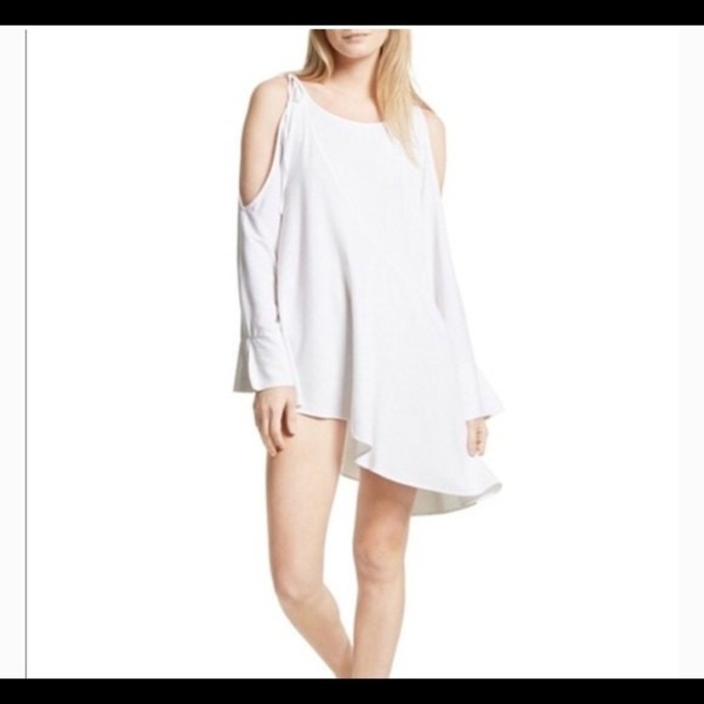 Free People size Medium Clear Skies Cold Shoulder Ivory Tunic Mini Dress - Picture 1 of 12